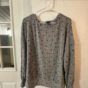Lucky Brand Grey Sweater with Polka Dots; XL